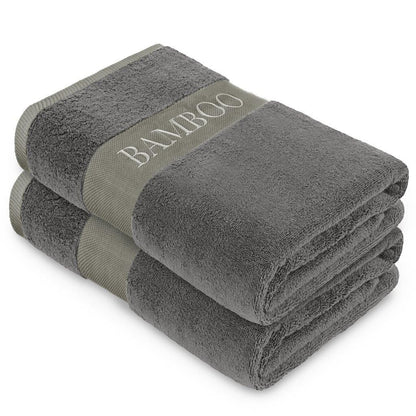 Bamboo Towels 500GSM Pack of 2 Absorbent Quick Dry Bath Sheets Hand Bath Towel