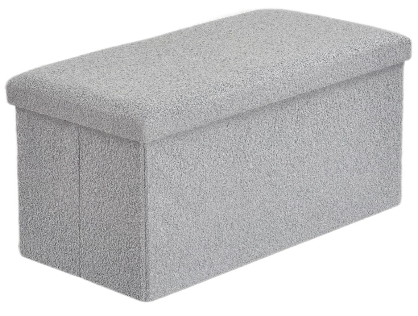 Ottoman Folding Boucle Storage Box Teddy Bear Collapsible Toy Chest Small Large
