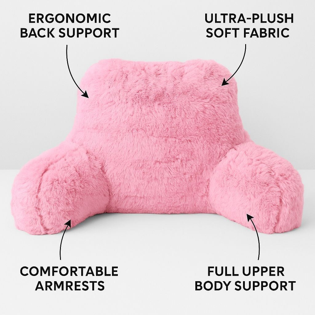 Reading Pillow with Arm Fleece Bed Rest Backrest Cushion Back Neck Support Couc