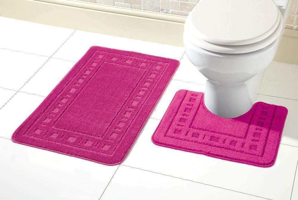 2 Piece Bath Mat & Pedestal Set Non Slip Bathroom Set Miami Bathmats Easy Care