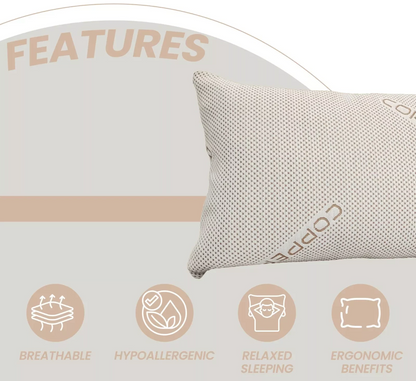 Hotel Quality One Pillow Lavender Scented, Copper Infused Memory Foam, Ice Cool