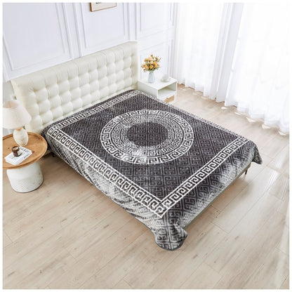 Luxury Apollo Greek Key Blanket Warm Cosy Mink Fleece Sofa Bed Travel Throw Over