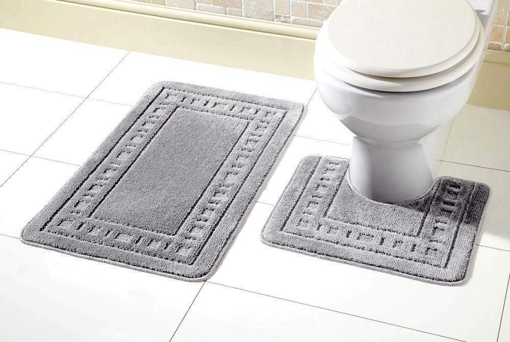 2 Piece Bath Mat & Pedestal Set Non Slip Bathroom Set Miami Bathmats Easy Care