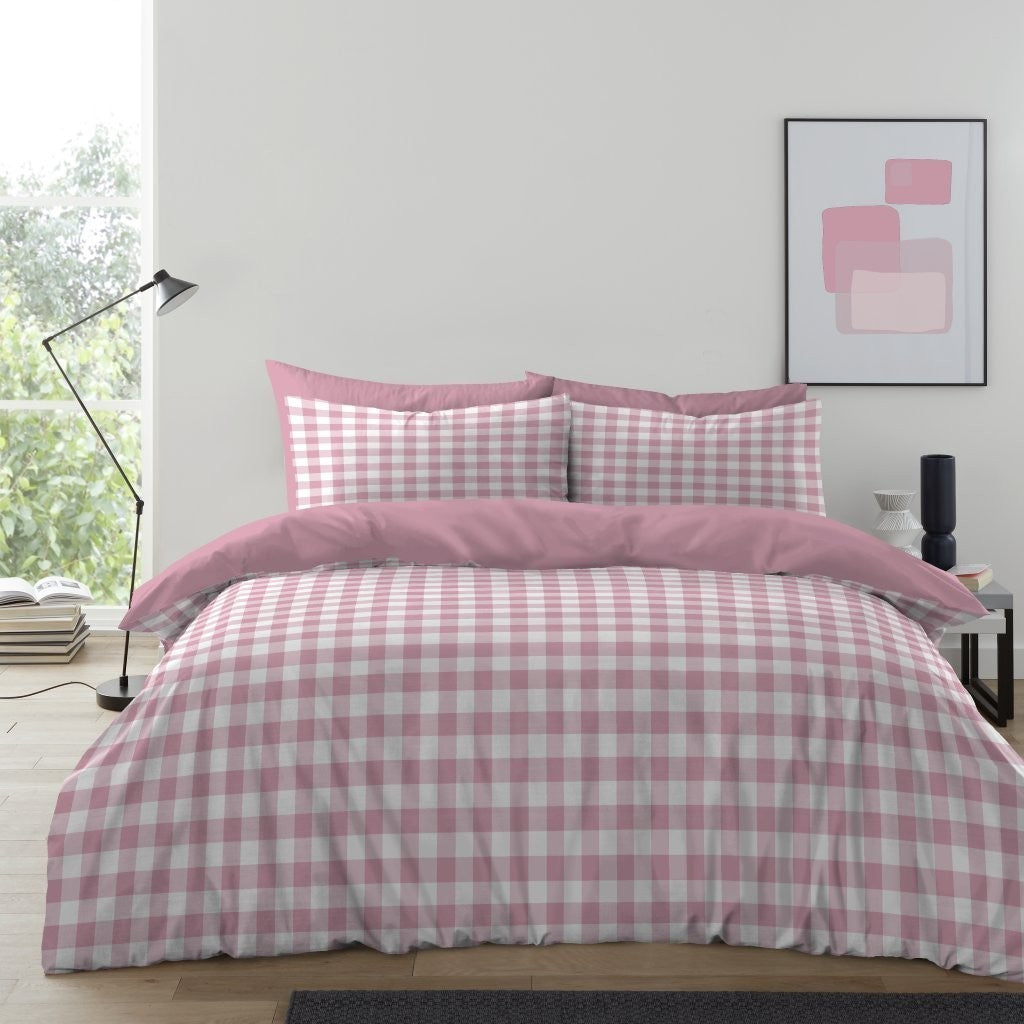 Gingham Moor Duvet Cover Set with Pillowcases, Soft Macrofibre Bedding Set