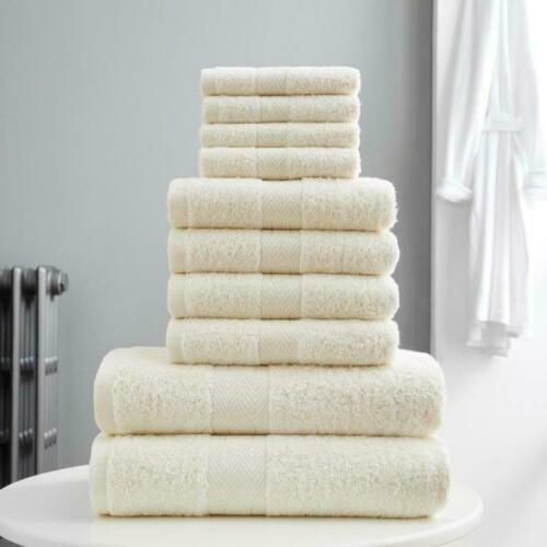 10pcs Towel Bale Set 100% Egyptian Combed Soft Cotton Face, Hand, Bath Towels