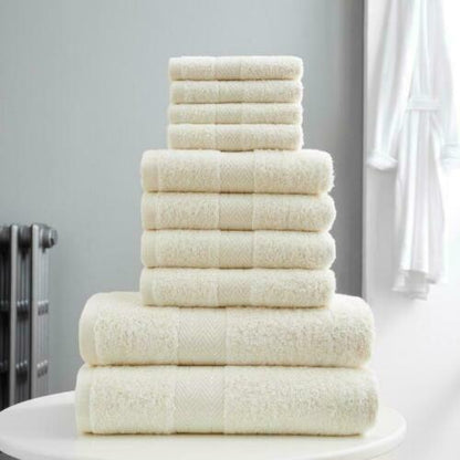 10pcs Towel Bale Set 100% Egyptian Combed Soft Cotton Face, Hand, Bath Towels