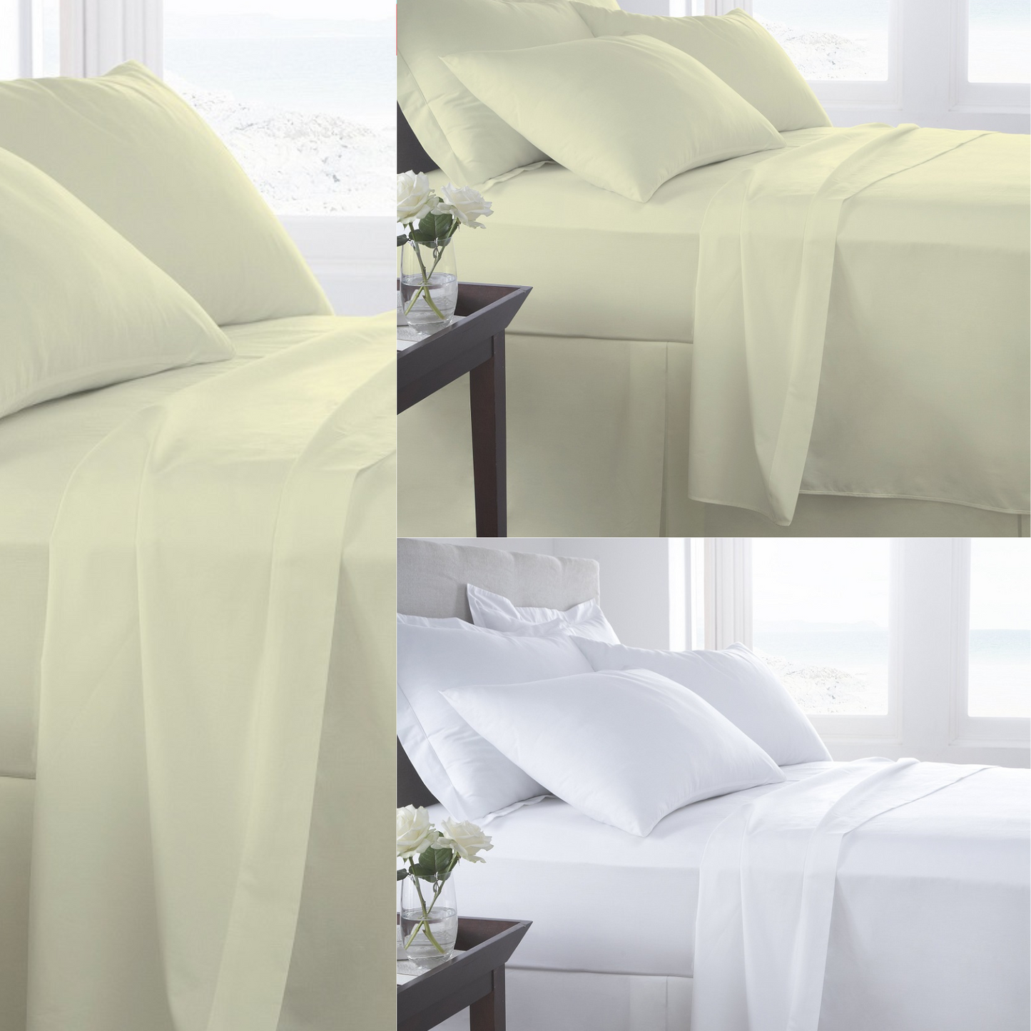 400 Thread Egyptian Cotton Satin Hotel Quality Fitted Sheets Flat Sheets Pillow