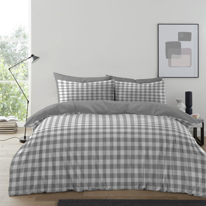 Gingham Moor Duvet Cover Set with Pillowcases, Soft Macrofibre Bedding Set