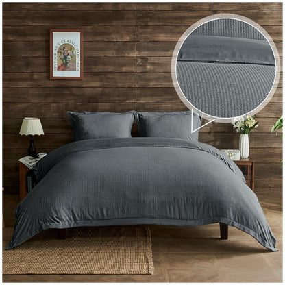 Seersucker Newry Duvet Quilt Cover Pillow Case Bedding Bed Set 5 Colours