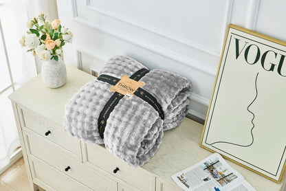 Bubble Jacquard Warm Cosy Teddy Sherpa Fleece Sofa Bed Throw Super Soft Blanket