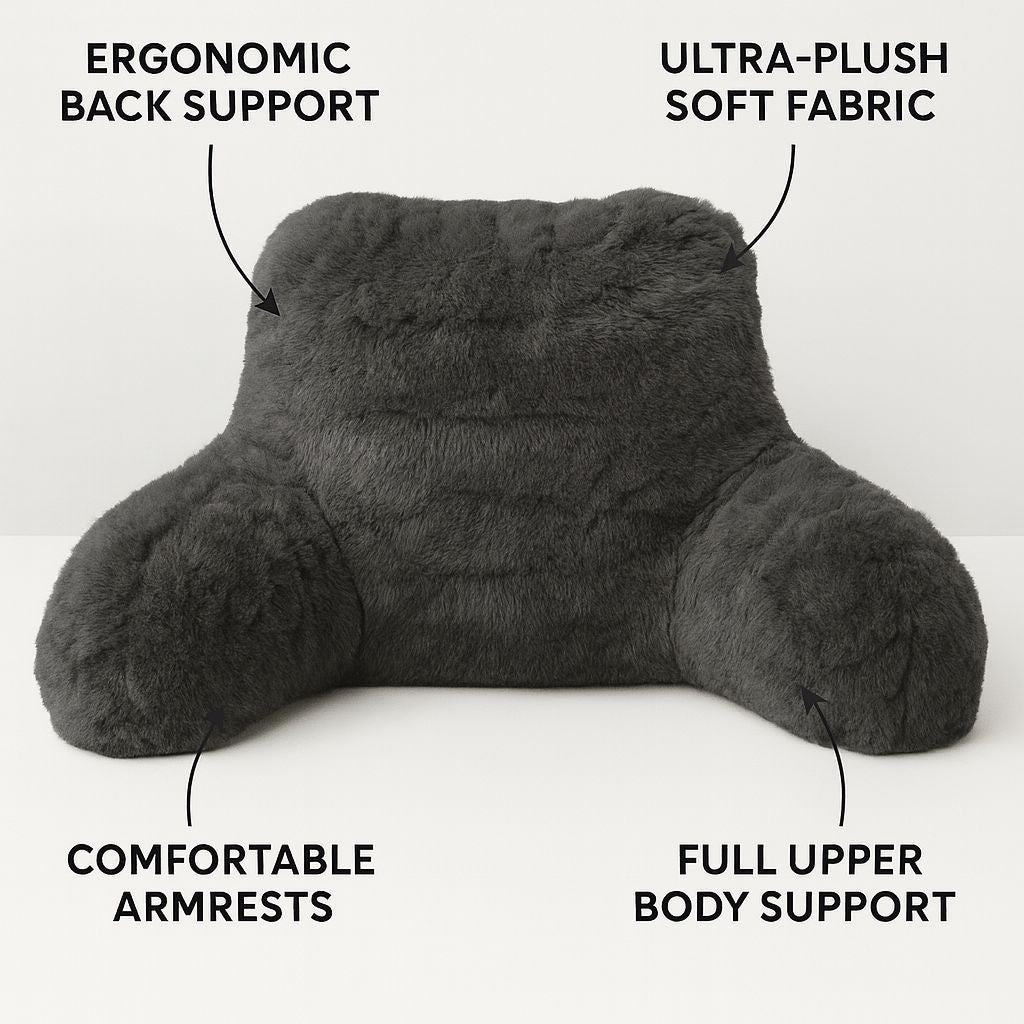 Reading Pillow with Arm Fleece Bed Rest Backrest Cushion Back Neck Support Couc