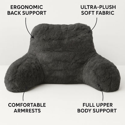 Reading Pillow with Arm Fleece Bed Rest Backrest Cushion Back Neck Support Couc