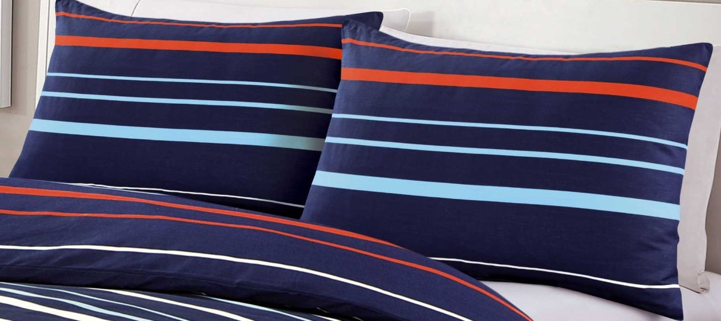 Pedro Multi Stripes Striped Duvet Cover Set Reversible Bedding Quilt Cover