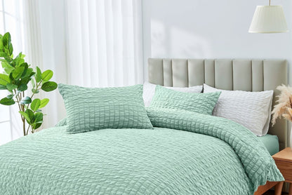 Truro  Seersucker Duvet Cover Set Soft Breathable Bedding Quilt Double King Size