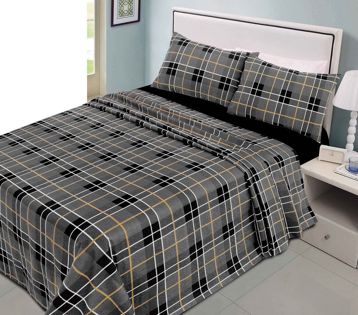 Thermal Tartan Flannelette Duvet Cover 100% Brushed Cotton Checked Bedding Sets