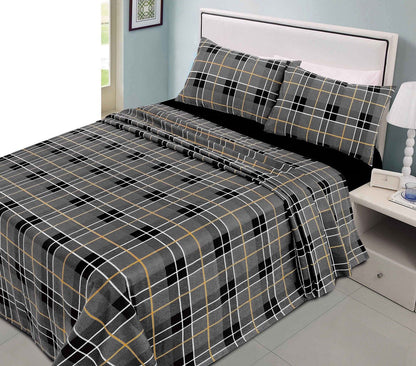 Thermal Tartan Flannelette Duvet Cover 100% Brushed Cotton Checked Bedding Sets