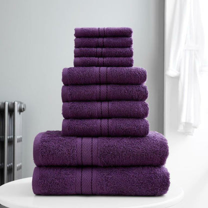 10pcs Towel Bale Set 100% Egyptian Combed Soft Cotton Face, Hand, Bath Towels