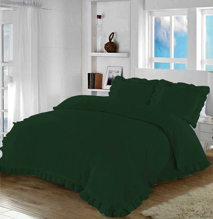 Santiago Frilled Duvet Cover & Pillowcases Plain Soft Quilt Bedding Sets