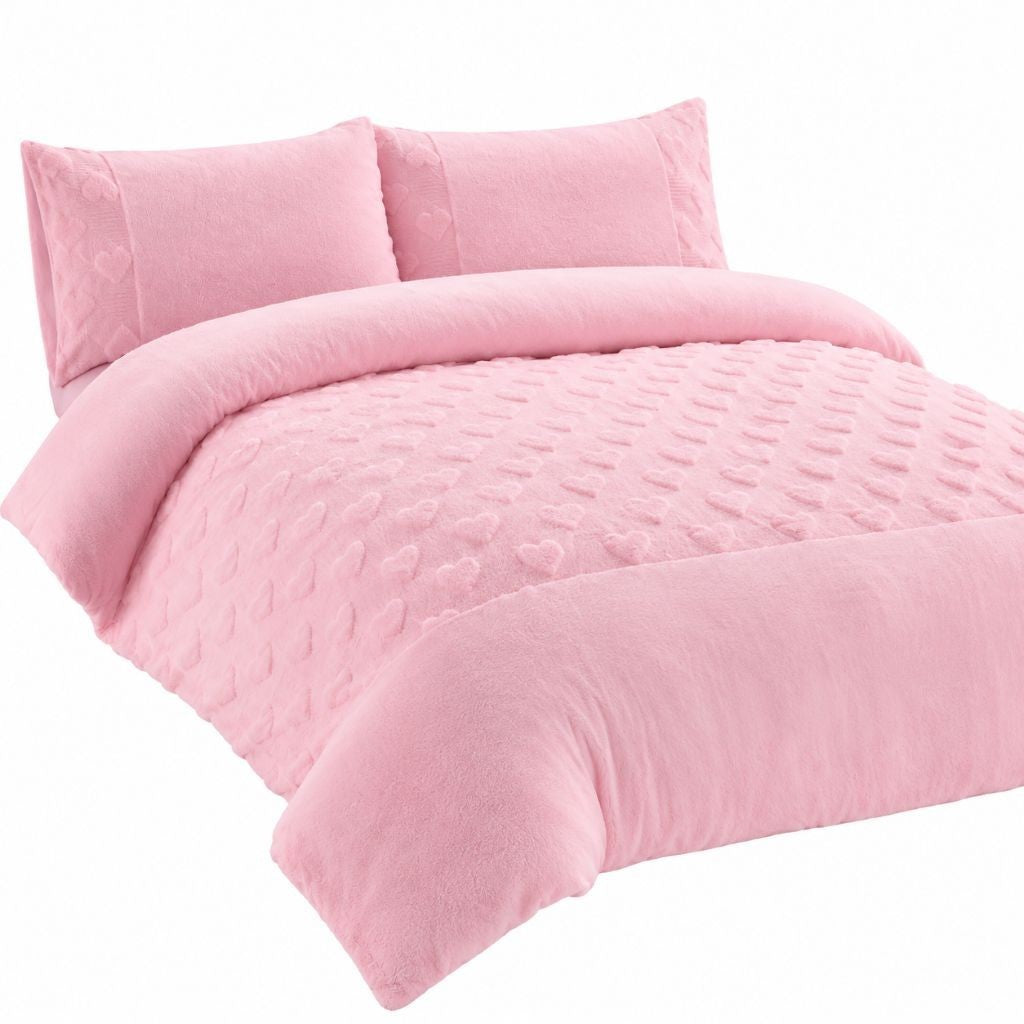 Thermal teddy fleece duvet cover features infographic for winter warmth