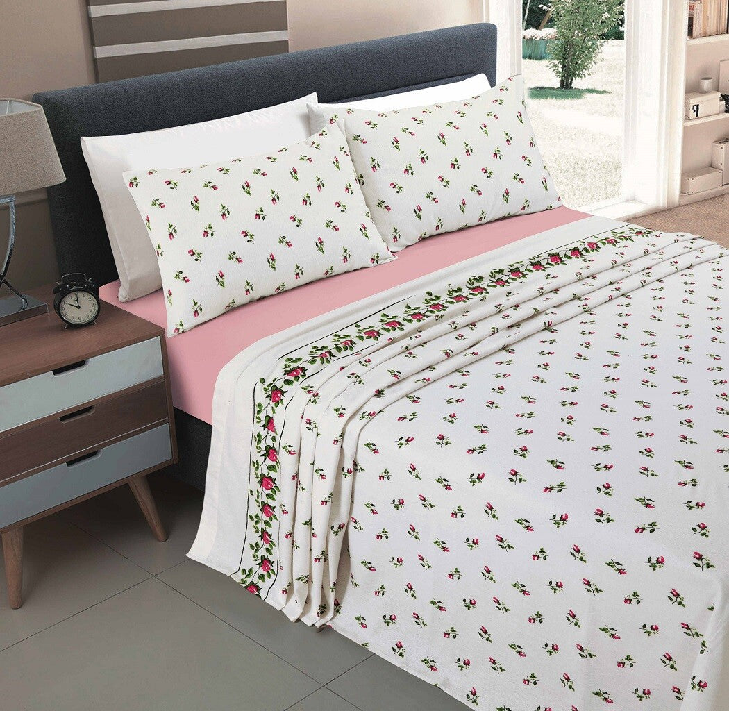Rose Bud and Olivia Floral Luxury Thermal Brushed Cotton Flannelette Sheet Set