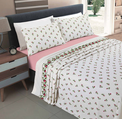 Rose Bud and Olivia Floral Luxury Thermal Brushed Cotton Flannelette Sheet Set
