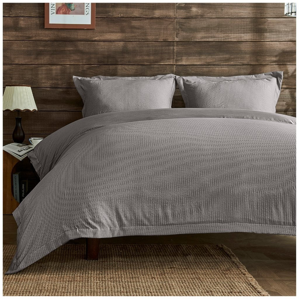 Seersucker Newry Duvet Quilt Cover Pillow Case Bedding Bed Set 5 Colours