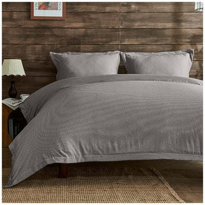 Seersucker Newry Duvet Quilt Cover Pillow Case Bedding Bed Set 5 Colours