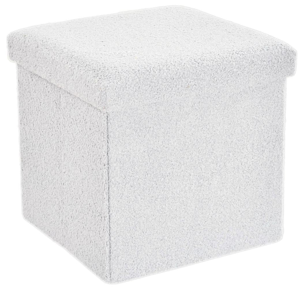 Ottoman Folding Boucle Storage Box Teddy Bear Collapsible Toy Chest Small Large