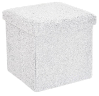 Ottoman Folding Boucle Storage Box Teddy Bear Collapsible Toy Chest Small Large