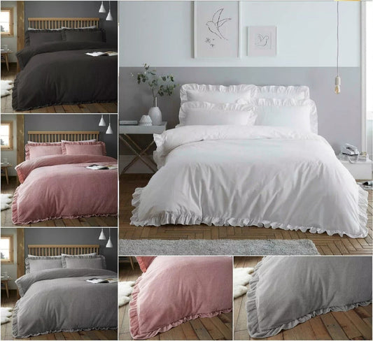 Stylish Design Santiago FRILL Duvet Quilt Cover + Pillow Case Bed Set All Size