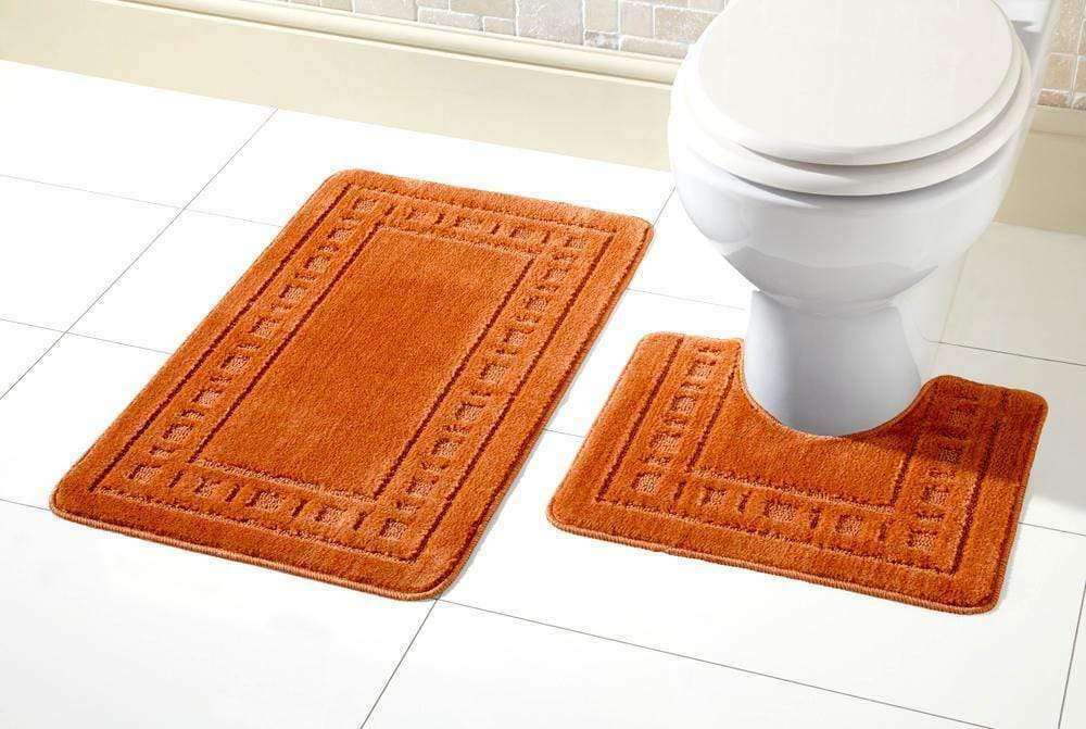 2 Piece Bath Mat & Pedestal Set Non Slip Bathroom Set Miami Bathmats Easy Care