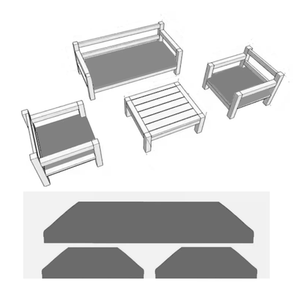 Rattan Chair Cushion Set Garden Sofa Seat Pad 3pc Replacement Set Outdoor Garden