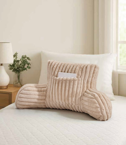 Cuddle Cushion Fleece Reading Chair Back Support Soft Bed Rest Pillow with Arms