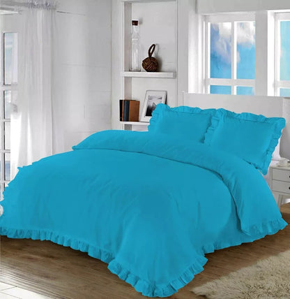 Stylish Design Santiago FRILL Duvet Quilt Cover + Pillow Case Bed Set All Size