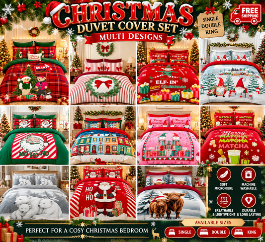 Nimora Home Christmas duvet cover set collection in 12 festive microfibre designs