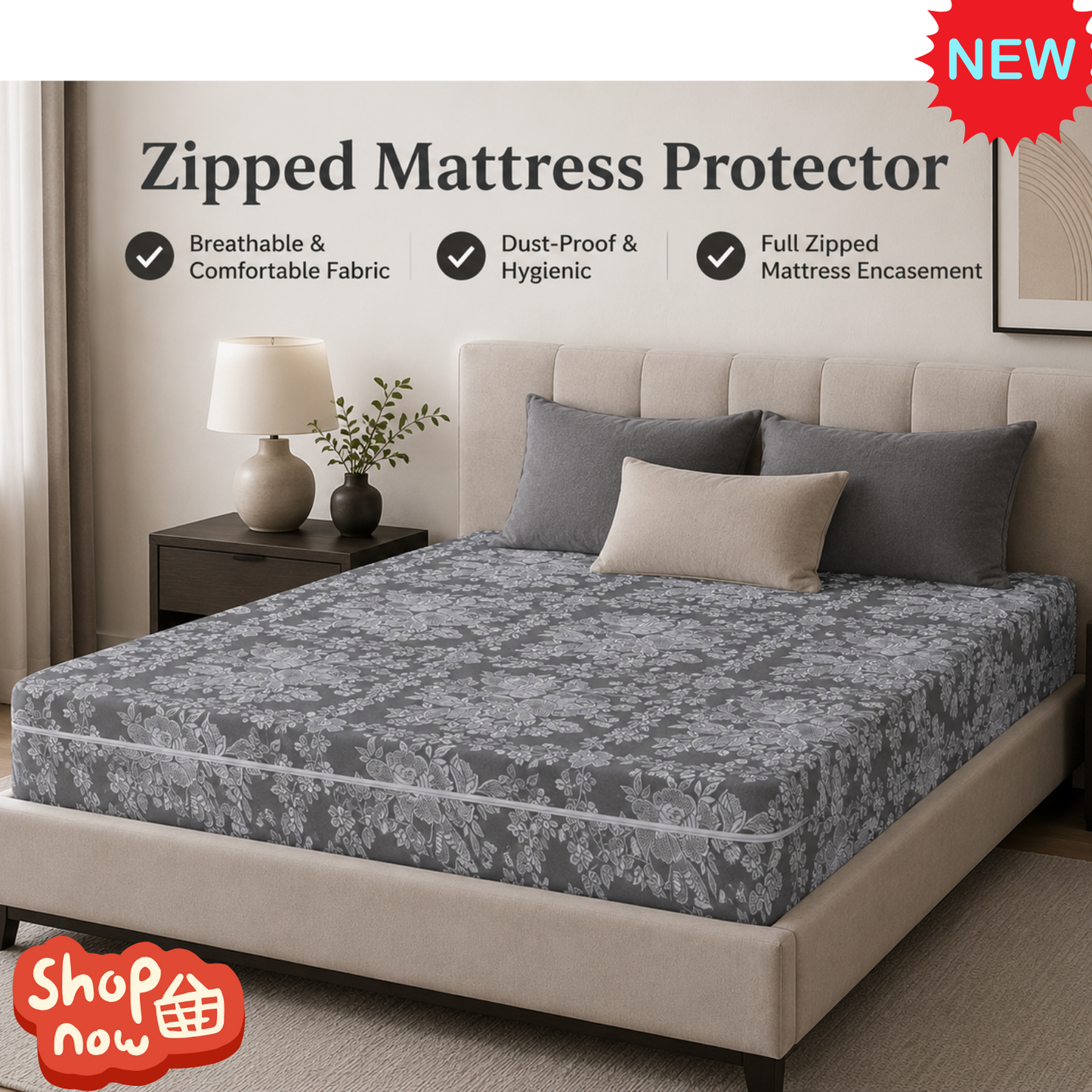 ZIPPED MATTRESS COVER PROTECTOR ANTI BUG ZIP COVER FULLY ENCASES SIN DOUBLE KING