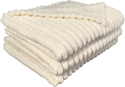 Ribbed Throws Fleece Blanket Chunky Cord Faux Fur Large Size Sofa Bed Corded