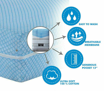 Zipped Mattress Cover Protector ANTI BED BUG Total Encasement Double & King Size