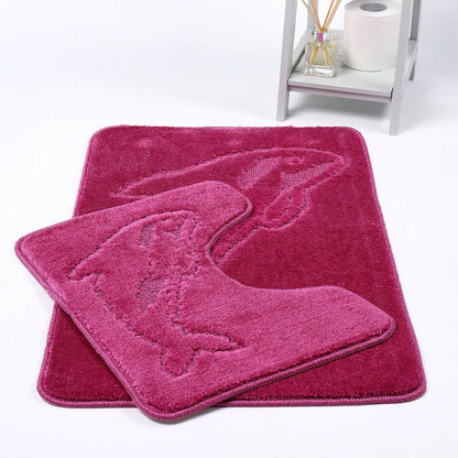 2 PC Dolphin  BATH MAT PEDESTAL SET NON SLIP TOILET BATHROOM RUGS