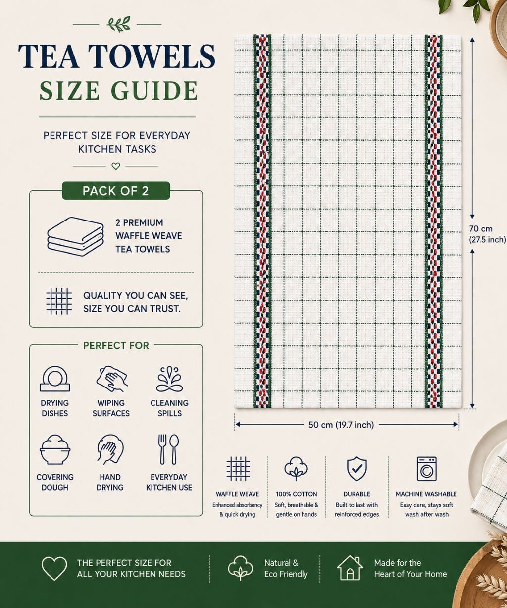 PACK OF 8 TEA TOWELS HAWAI 100% COTTON KITCHEN LUXURY TOWEL CHECK DESIGN