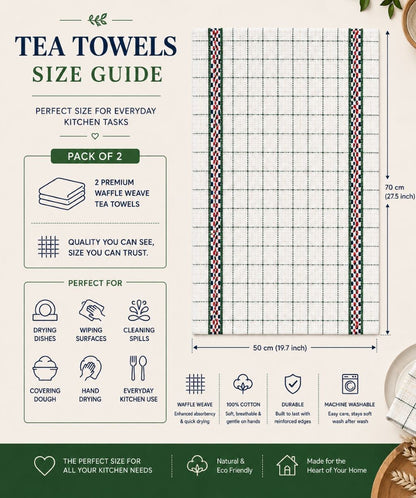 PACK OF 8 TEA TOWELS HAWAI 100% COTTON KITCHEN LUXURY TOWEL CHECK DESIGN