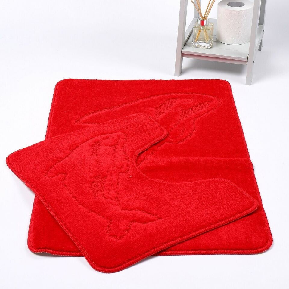 2 PC Dolphin  BATH MAT PEDESTAL SET NON SLIP TOILET BATHROOM RUGS