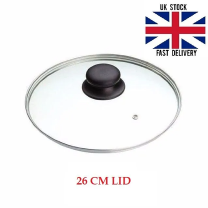 Universal Glass Pan Lid 16-34cm Tempered Saucepan Frying Pan Wok Vented Cover