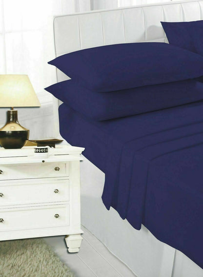 Easy Care Plain Dyed Flat Bed Sheets 4 Ft Bunk Single Double King Super King