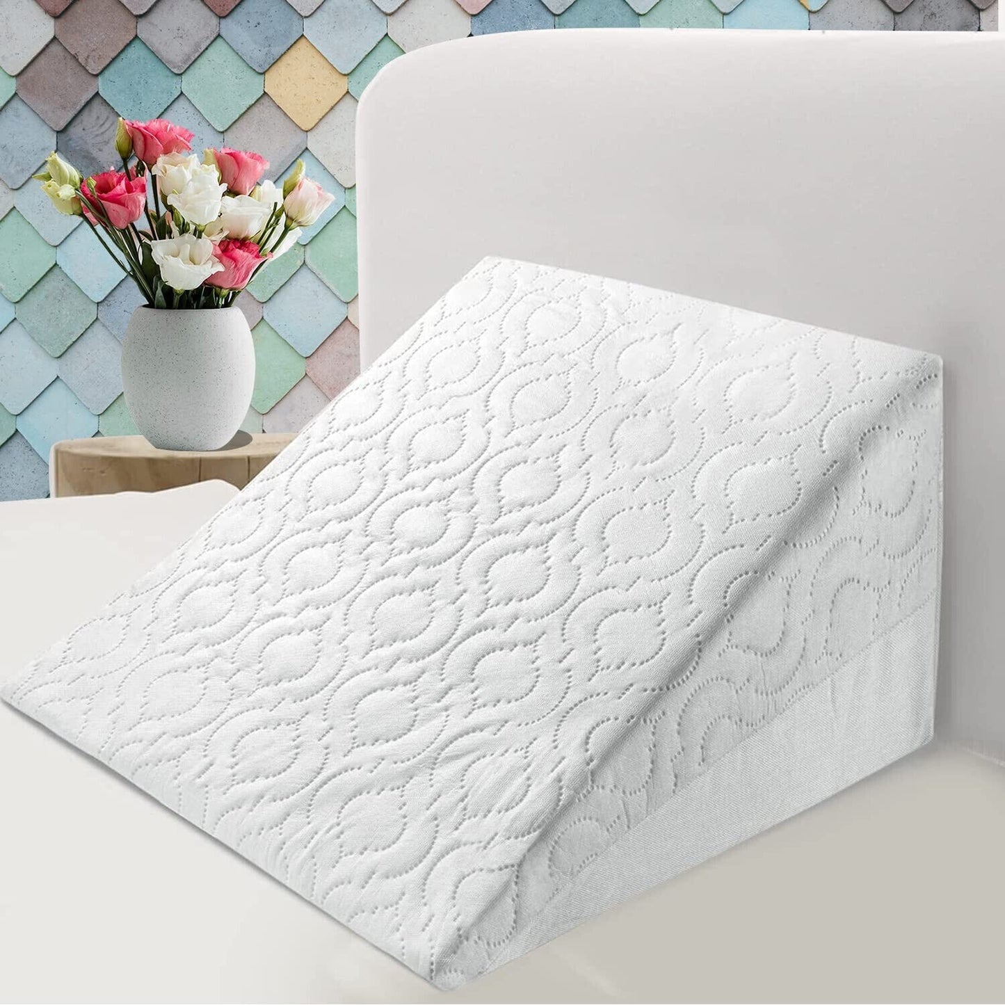 XLarge Acid Reflux Flex Foam Support BedWedge Pillow Quilted Removable Zip Cover