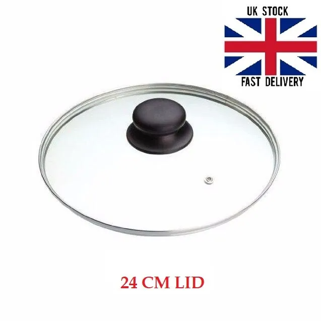 Universal Glass Pan Lid 16-34cm Tempered Saucepan Frying Pan Wok Vented Cover