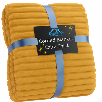 Ribbed Throws Fleece Blanket Chunky Cord Faux Fur Large Size Sofa Bed Corded