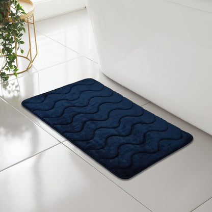 WAVE GREEK STYLE BATH MAT PEDESTAL SET NON SLIP TOILET BATHROOM RUGS 1 PIECE