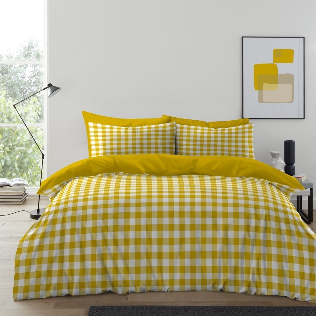 Gingham Moor Duvet Cover Set with Pillowcases, Soft Macrofibre Bedding Set