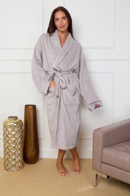 Unisex Terry Towelling 100% Cotton Shawl Collar Bathrobes Dressing Gown Robes